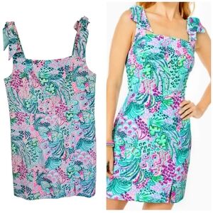 Lilly Pulitzer Linnae Romper Tropical Plus Size Bow Sleeve